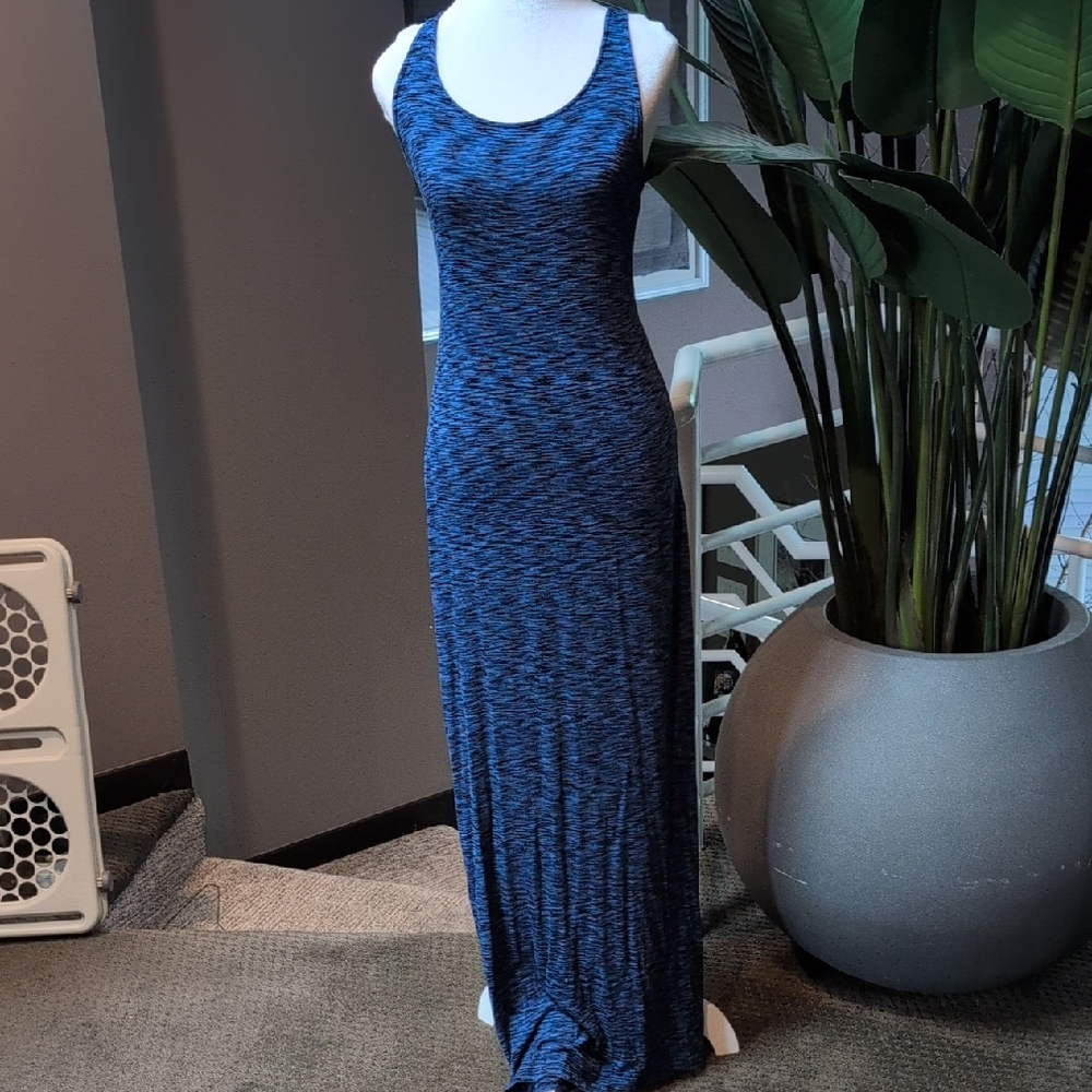 Chic Blue Patterned Maxi Dress